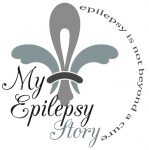 A fleur-de-lis symbol with text about epilepsy awareness.