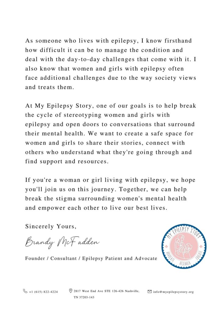 My Epilepsy Story Letter From Brandy
