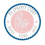 Logo featuring a mother and child with epilepsy awareness elements.