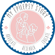 Logo for 'My Epilepsy Story' supporting research and education.